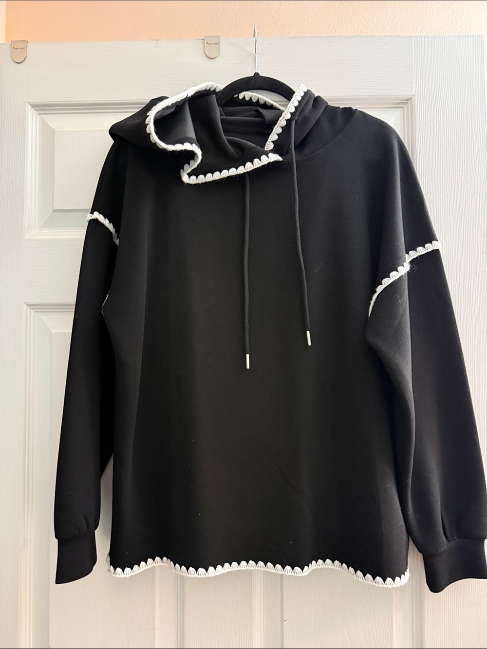 Black Hoodie with White Trim